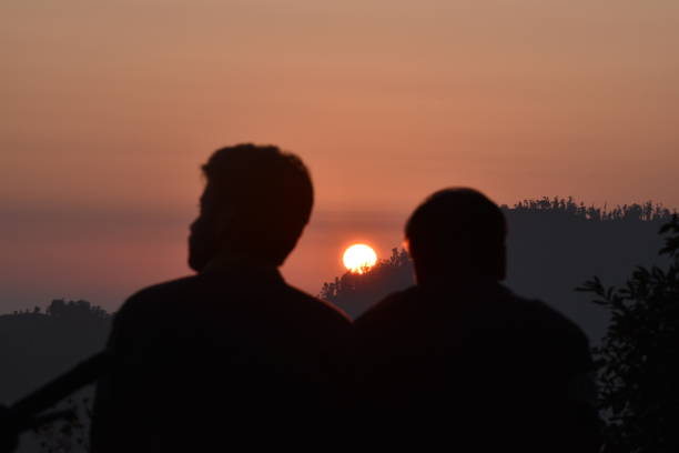 istock Beautiful Sunset and two people in Nainital 1255013277