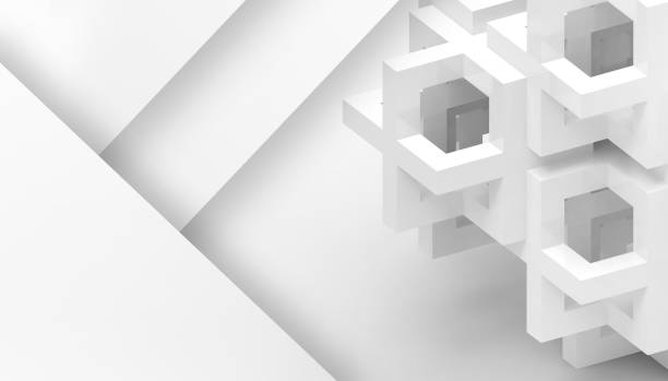 istock Modern Geometric square shapes have a beautiful and modern dimension to form a digital background in simple and powerful gray and white tones - 3d rendering 1255015993