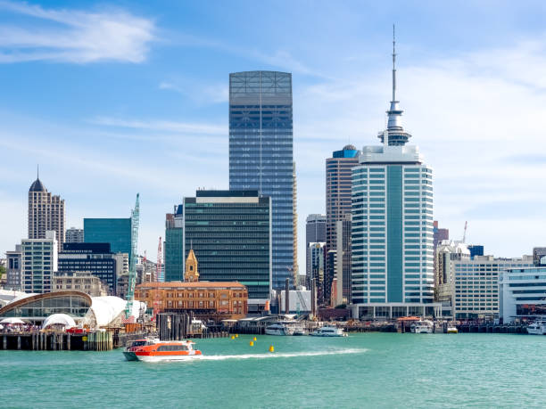 Auckland City skyline in New Zealand. stock photo