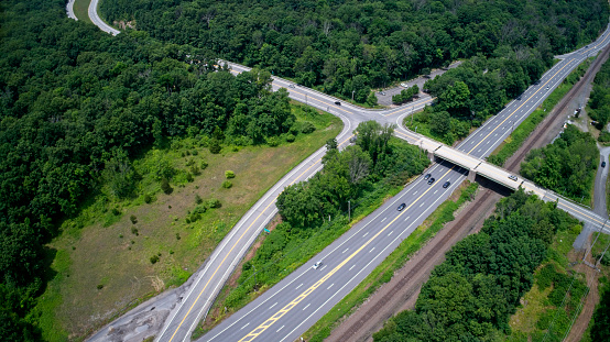 Tuxedo New York, Rt 17 and Rt 17A intersect, aerial view.