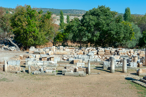 Ancient stones and columns in Stratonikeia
