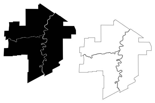 winnipeg city (kanada, provinz manitoba) karte vektor-illustration, kritzeleien skizze stadt winnipeg karte - winnipeg stock-grafiken, -clipart, -cartoons und -symbole