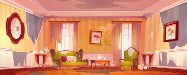 istock Old dirty living room in victorian style 1255033052