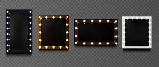 Vector illustration of Square shapes frames with light bulbs