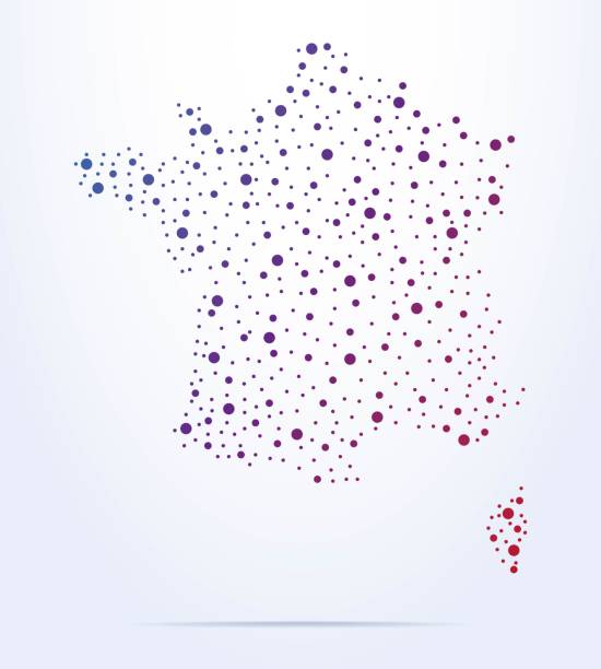 абстрактная карта франции - map data social media technology stock illustrations