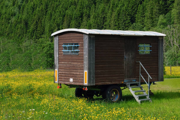 istock old caravan on the meadow at countryside 1255037005