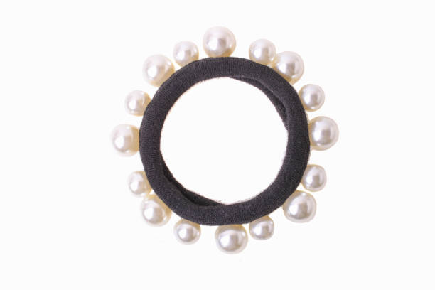 Black elastic band for hair isolated on a white background.