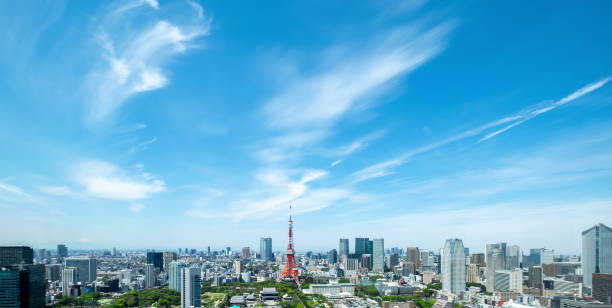 Tokyo tower City Skyline and Cityscape Tokyo - Japan, Tokyo Tower, Japan, Tokyo Sky Tree, Asia sumida ward photos stock pictures, royalty-free photos & images