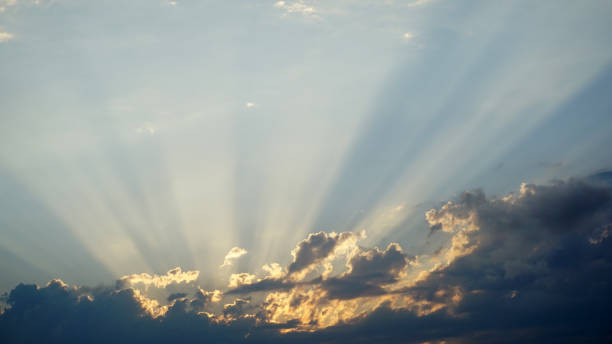istock Blue sky with clouds background and sunshine, background 1255038299