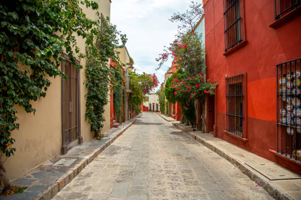 улица в сан-мигель-де-альенде, гуанахуато, мексика - mexico san miguel de allende wall road стоковые фото и изображения