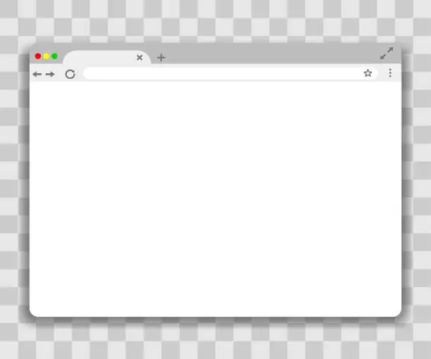 Vector illustration of Browser window template on transparent background. Vector webpage mockup.