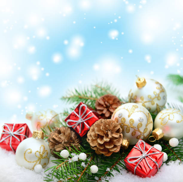 istock christmas trees and christmas decorations on white background 1255047323