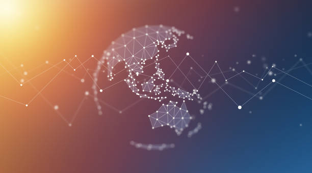 istock Pan Asia Pac Geometric Network World Map Globe Polygon Graphic Background 1255050889