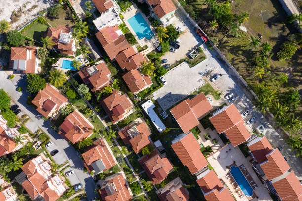 istock Aerial view from drone on caribbean town 1255052354