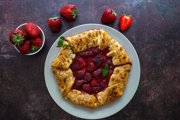 istock Homemade strawberry open pie galette 1255052813