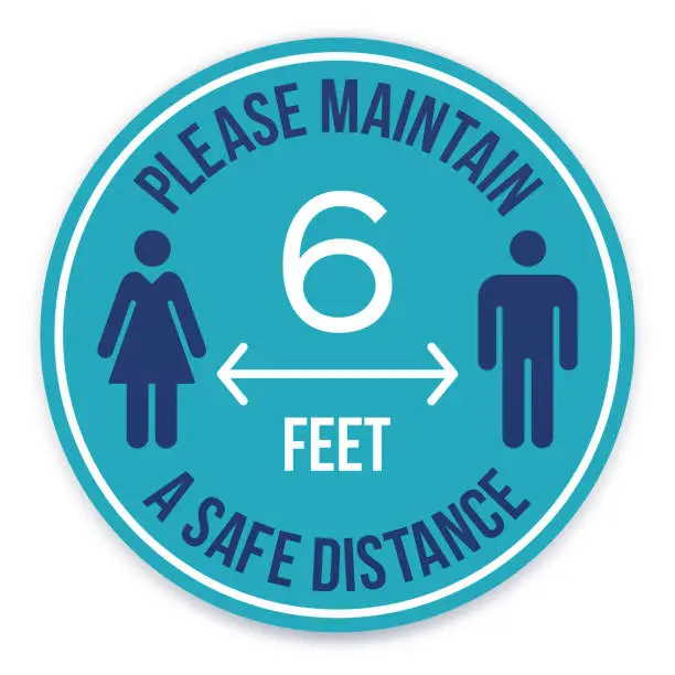 Vector illustration of Please Maintain a Safe Distance Social Distancing Message