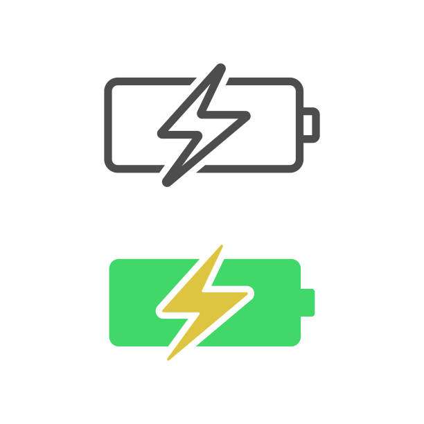 ilustrações, clipart, desenhos animados e ícones de ícone de carregamento da bateria design plano. - fuel and power generation electricity flat power supply