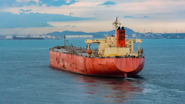 Oil products tanker approaching to Pengerang Deepwater Petroleum Terminal.