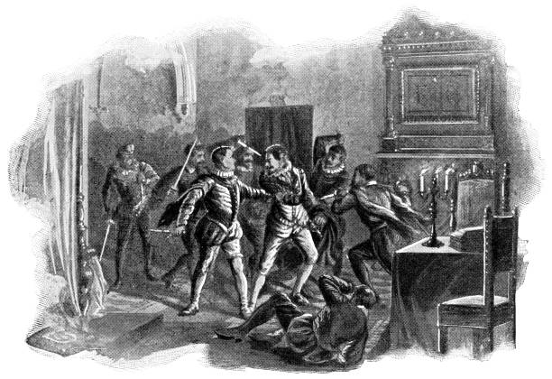 ilustrações de stock, clip art, desenhos animados e ícones de henry i, duke of guise being assassinated at royal château de blois in blois, france - 16th century - duke