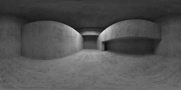 Photo of 360 degree panorama. Abstract empty concrete interior