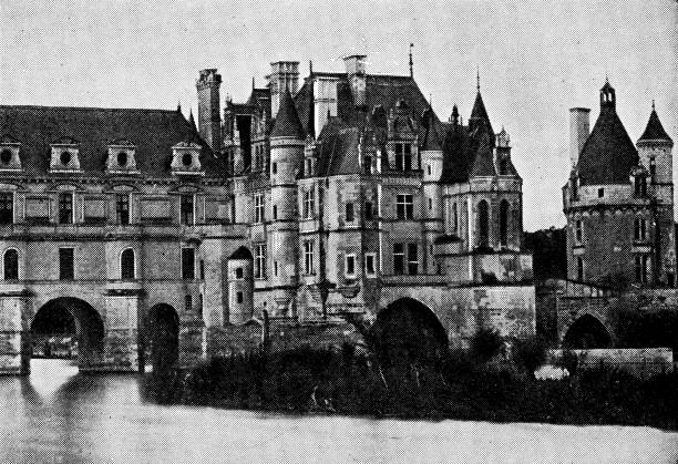 château de chenonceau, chenonceaux, fransa - 19. - cher stock illustrations