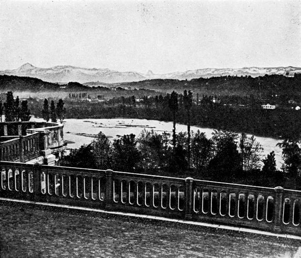 istock Gave de Pau River in Pau, France - 19th Century 1255065229