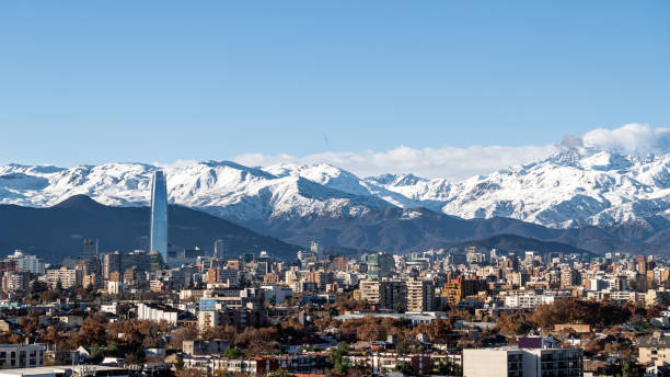 Santiago de Chile and the snowy Andes as background stock photo