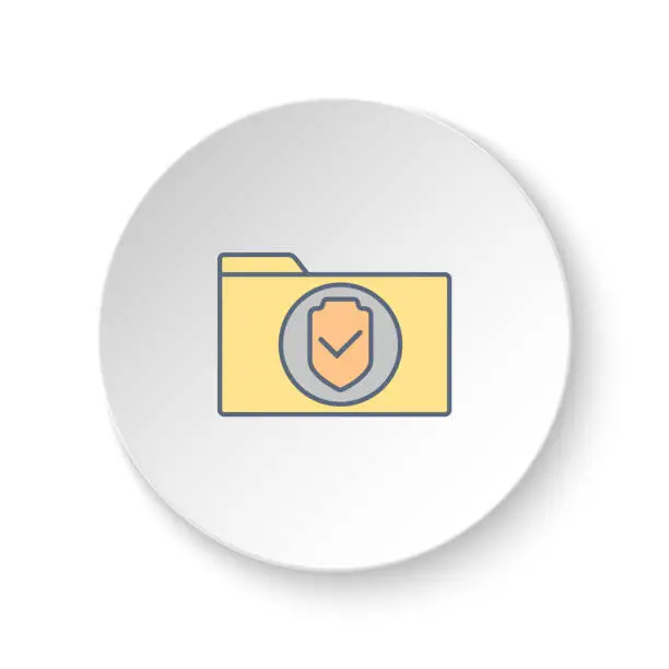 Vector illustration of Round button for web icon, secure, folder. Button banner round, badge interface for application illustration