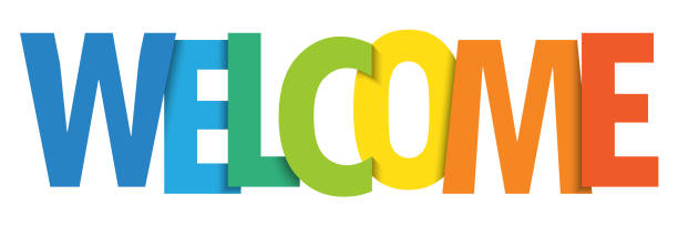 ilustrações de stock, clip art, desenhos animados e ícones de welcome colorful typography banner - welcome sign