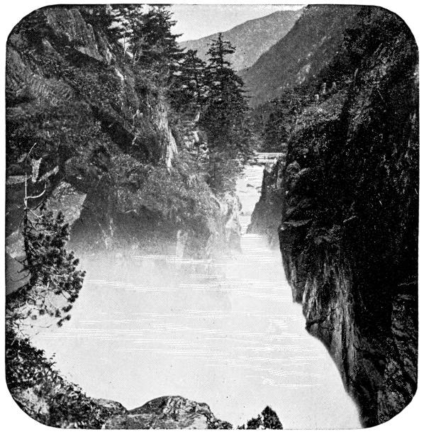 istock Waterfall in the Pyrenees Mountains in France - 19th Century 1255067262