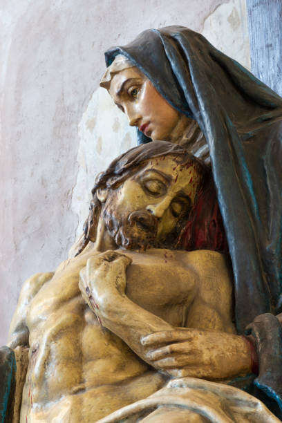 Prague - The detail of the statue of Pieta in church of St. Egidius (Jiljí) by unknown artist. Prague - The detail of the statue of Pieta in church of St. Egidius (Jiljí) by unknown artist. pieta stock pictures, royalty-free photos & images