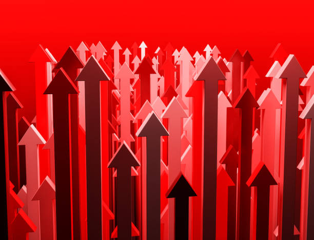 istock 3d render: Red arrows pointing up. Concept for success leadership wealth growth 1255075217