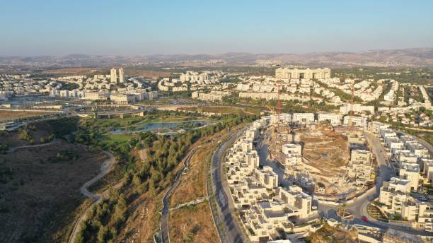 istock Modiin City Construction Site and Cranes, Aerial 1255076790