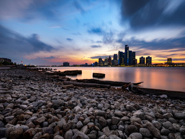 istock Detroit, Michigan - Panorama at Dusk 1255083746