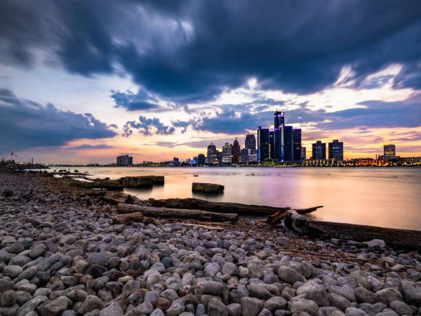 istock Detroit, Michigan - Panorama at Dusk 1255083789