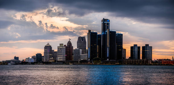 istock Detroit, Michigan - Panorama at Dusk 1255083865
