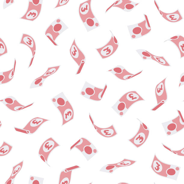 Falling British Fifty Pound Banknotes Seamless Pattern on White Background This seamless pattern features illustrated British Pound notes in various three-dimensional positions. The falling banknotes are simple but instantly recognisable, making this an ideal background for your financial design project. The illustrator 10 EPS file repeats seamlessly allowing you to tile and repeat the pattern as many times as required. The vector file can also be coloured and customised to suit your needs and scaled infinitely without any loss of quality. impulse shopping stock illustrations