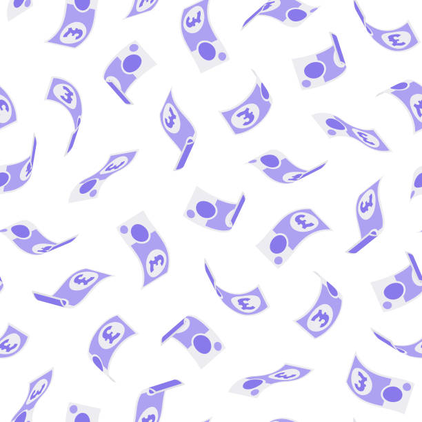 Falling British Twenty Pound Banknotes Seamless Pattern on White Background This seamless pattern features illustrated British Pound notes in various three-dimensional positions. The falling banknotes are simple but instantly recognisable, making this an ideal background for your financial design project. The illustrator 10 file repeats seamlessly allowing you to tile and repeat the pattern as many times as required. The vector file can also be coloured and customised to suit your needs and scaled infinitely without any loss of quality. impulse shopping stock illustrations