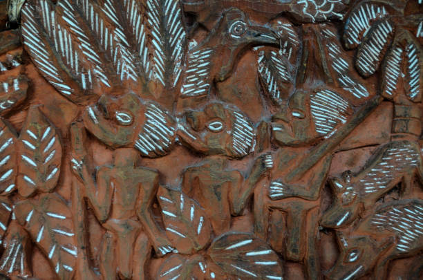 istock Antique Carved Wood Bas Relief 1255092377