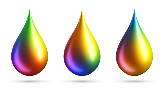Set of colorful gradient drops isolated on white background. Multicolored paint drops. Vector illustration