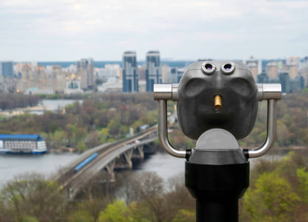 istock Observation deck with coin operated binocular on the hill 1255096118