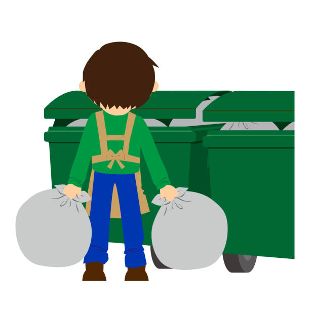 A boy who does housework. A boy who does housework. cartoon butler stock illustrations