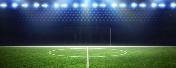 istock Soccer stadium arena with natural green grass 1255096967
