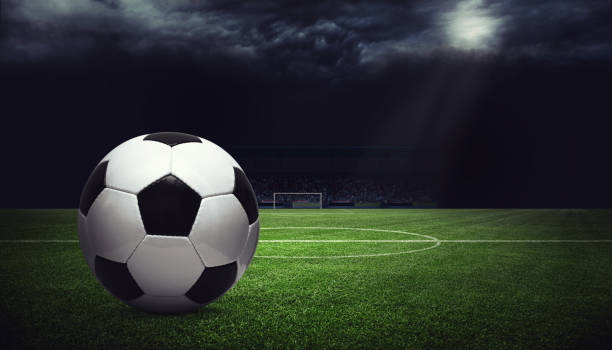 istock Soccer stadium arena with natural green grass 1255097076