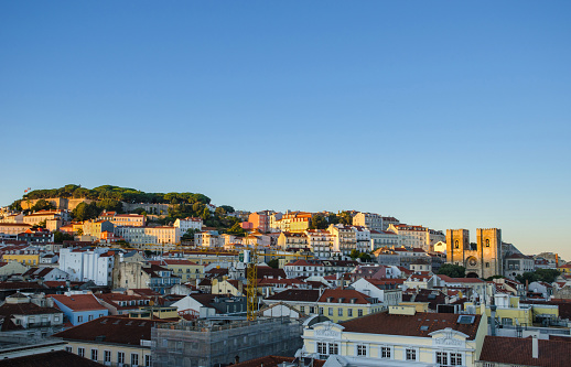 Lisbon rooftops with Se Cathedral (Santa Maria Maior de Lisboa), in Portugal, Europe