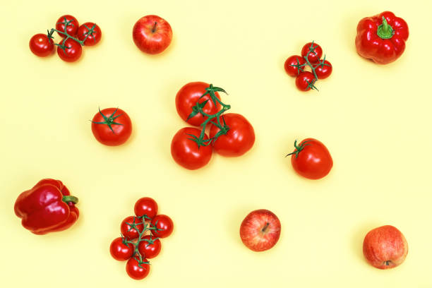 istock Composition of red vegetables and fruits 1255099073