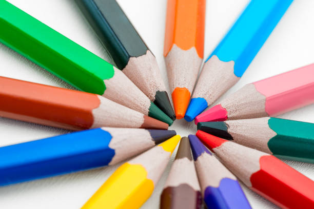 istock circular layout of colored pencils on a white background is isolated 1255104051
