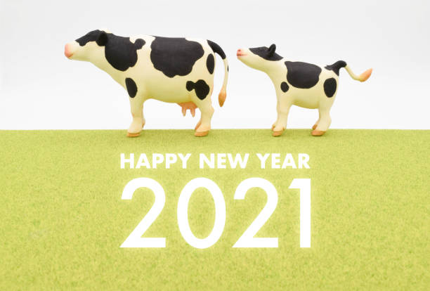 2021年の牛の粘土彫刻のカードデザイン。 - 2966 ストックフォトと画像