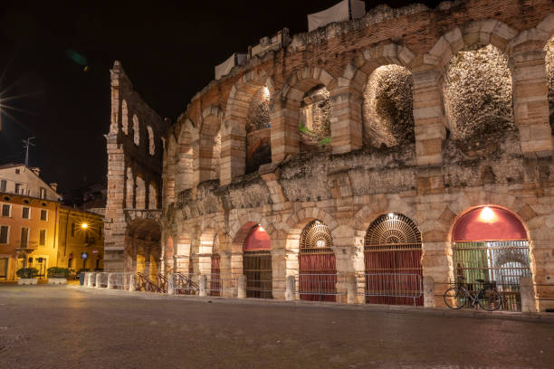 Verona Arena, Roman amphitheater in Verona, Italy. Entrance to the Arena of Verona, Roman amphitheater in Verona, Italy. Opera performances and concerts. verona opera stock pictures, royalty-free photos & images