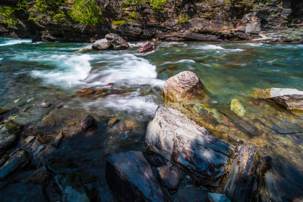 макдональд-крик в национальном парке глейдер - mcdonald creek стоковые фото и изображения